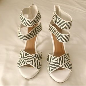 White and Black strappy stilettos